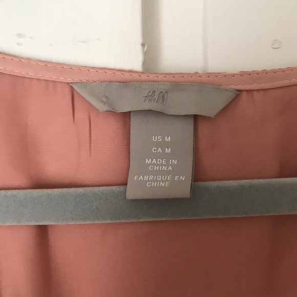 H&M Pink Floral Puff Sleeve Wrap Tie Front Dress Size Medium - Picture 3 of 6